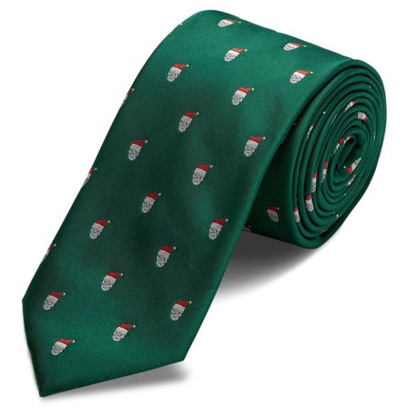 Cravate verte à motifs têtes de mort de Noël pour hommes - Cravates de Noël