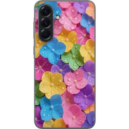 Yhteensopiva Puhelinkuori Samsung Galaxy A56 Värikkäät kukat kastepisaroilla eloisaan kuviointiin