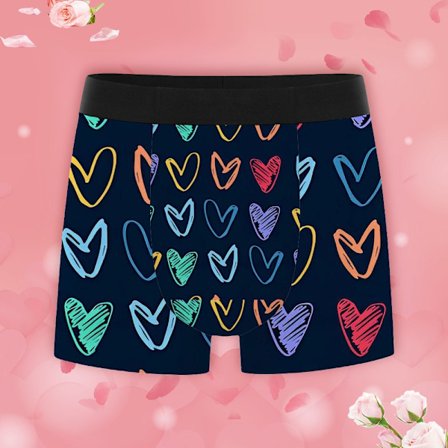 Hengittävät sydänkuvioidut miesten bokserit Nopeasti kuivuvat kosteutta siirtävät alushousut Joustava vyötärörakenne Ihanteellinen lahja hänelle 