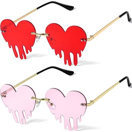 Hjerteformede solbriller Rave Festival briller smeltende hjerte drypp