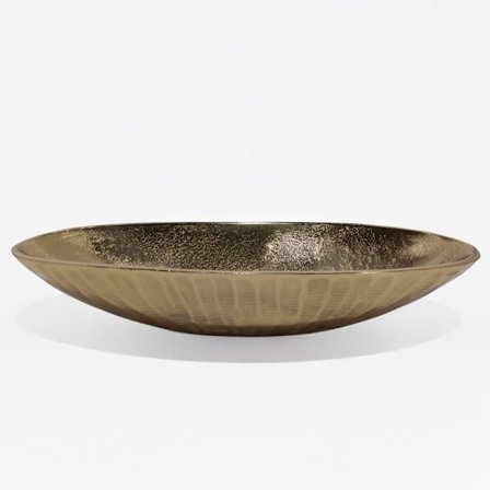 Dekorativ skål i guldfarvet aluminium, 37x15x8 cm