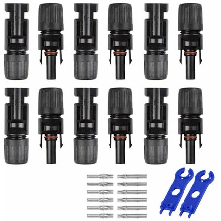 6 paria MC4 uros/naaras kaksoisrenkaat vedenpitävä liitos aurinkopaneelin liitin