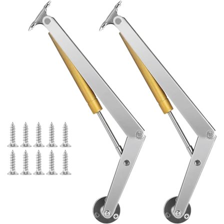 2-pak 200N gasfjedre, klaphængsler, med skruer, kompatible skabe, opbevaringsskabe, garderobeskabe