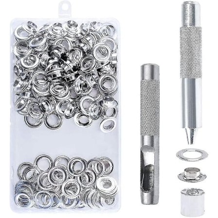 100 Sæt Øjenringe 14mm Grommet Kit Øjenringe Værktøjer Metal Grommet Øjenring Kit Med Øjenring Værktøjer Til Lærred Tarptelt Reparation Sølv-xinhan