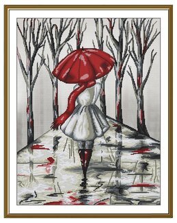 Broderipakke Bilde Rød Paraply - Nova Sloboda