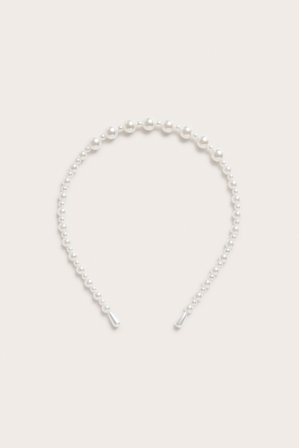 Kappahl | Diadem med pärlor | Offwhite