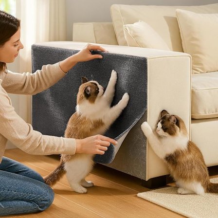 Kradsemøbelbeskytter til katte – Selvklæbende nanogel, aftagelig og genanvendelig sofaguard uden rester, kan tilskæres