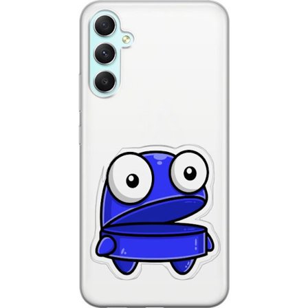Kompatibel Mobilcover til Samsung Samsung Galaxy A34 Blå tegneseriefigur med åbent udtryk og store øjne i sjov illustration