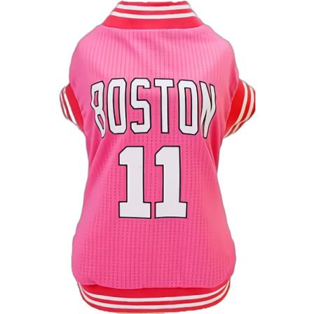 Hundetøj Basketball Mesh Åndbar T-Shirt,Kæledyrstøj Hvalpe Sportstøj Forår/Sommer Mode Hundeskjorte. Pink Large