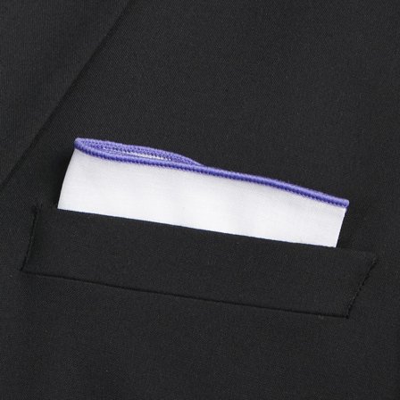 Hvitt Lommetørkle med Lavendelfargede Kanter for menn