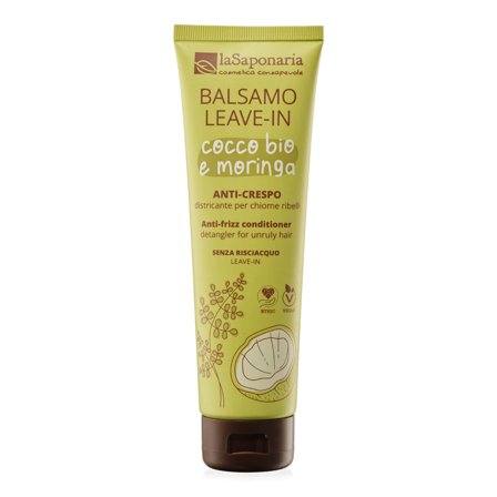 LA SAPONARIA Capelli e Cute Balsamo leave-in anti-crespo - Cocco Bio e Moringa 150ml - Balsamo Senza Risciacquo Capelli