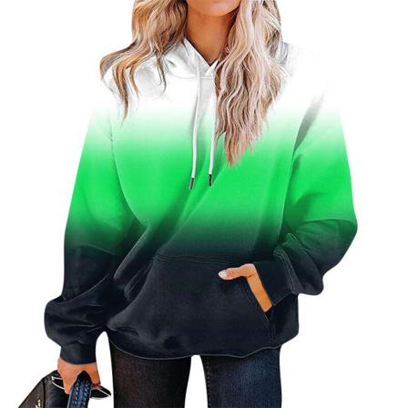 Kvinnor Tie Dye Fleece Pullover Med Dragsko Långärmade Hoodies