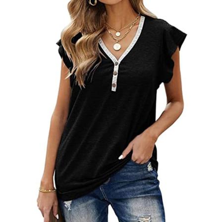 Kortärmad T-shirt För Kvinnor V-ringad S