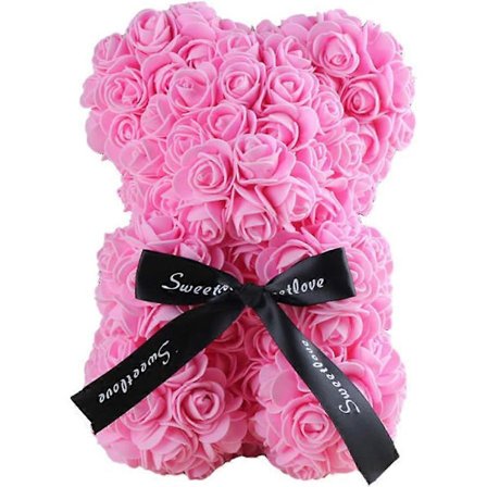 Præserveret Rose Bjørn 23cm Kunstig Rose Bjørn med Bånd Valentinsdag Bjørn Skum Rose Bjørn Fødselsdag Bryllup Valentinsdag Gave