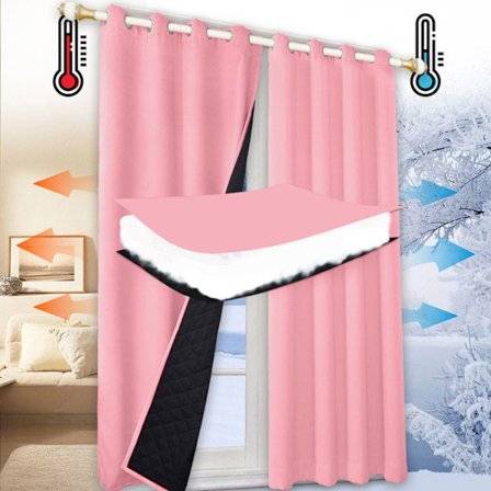 Qelus Villa Verhoja 132x244cm Renkailla 100% Valon Estäminen Lämpö-/Kylmäeristys Kaksoiskerroksinen, 2 Kappaletta, Vaaleanpunainen