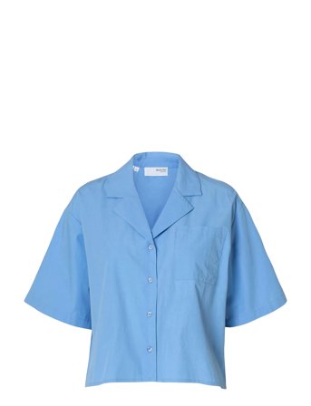 Selected Slfblair Ss Cropped Shirt B - Blue - 40