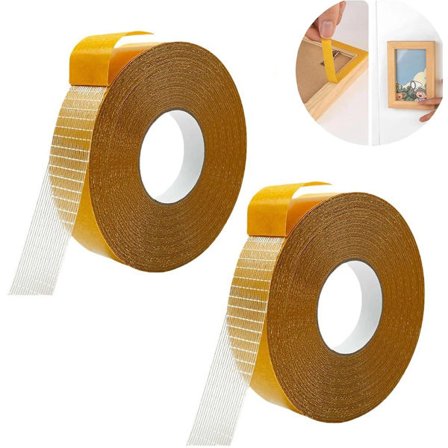 Dobbeltsidet klæbende tape - 2 ruller - Klæbende tape - Dobbeltsidet stof tape - Tæppetape - Multifunktionel - 15mm*20m