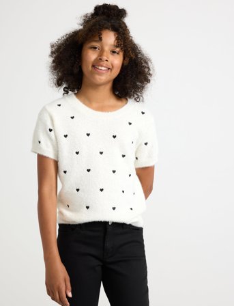 Lindex T Shirt Feather Yarn - Cream - 128