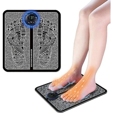 Elektrisk EMS fotmassasjeapparat, trådløs fotmuskelstimulator Abs fysioterapi revitaliserende fotmassasje matte(B)