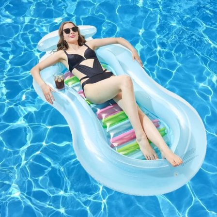 Oppblåsbar vannhengekøye Bærbar flytende seng Solstol Drifter Svømmebasseng Strandflåte for voksne sommer_ry