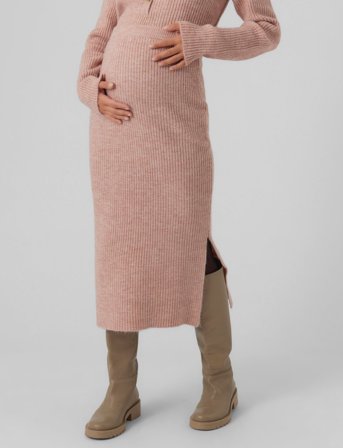 Mamalicious Mlisla Knit Midi Skirt Hw - Pink - XXL