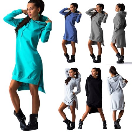 Vendbar genser med hette for kvinner Kjole genser -