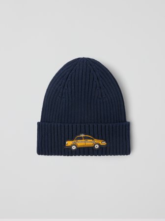 Rippenstrickmütze P-Applikation - 48|50 - kinderbekleidung - blue - Polarn O. Pyret