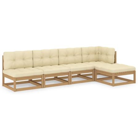 Vidaxl Loungegrupp Med Dynor 5 Delar Massiv Furu Brun