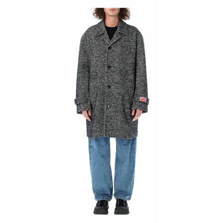 Kenzo, Single-Breasted Coats Grijs, Heren, Maat:L
