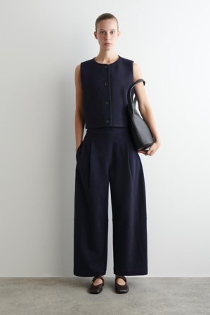 COS Femme Gilet En Maille De Laine Mérinos Bouillie in Bleu