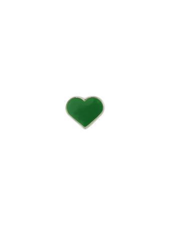 Enamel Heart Charm, Silver Green Design Letters