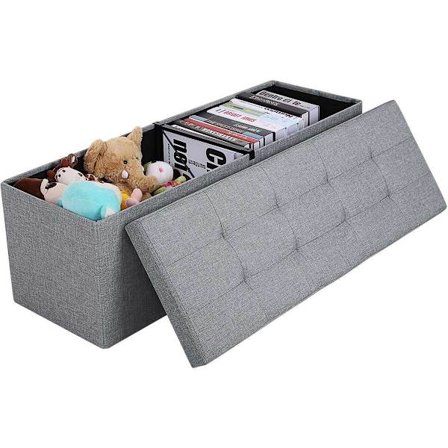 Rootz Hocker - Puf - Foldestol med opbevaringsplads - Bryst - Bænk - Opbevaring - Lysegrå - 110 x 38 x 38 cm