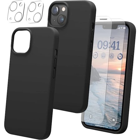 5 i 1 iPhone 14 Plus fodral, 2-pack skärmskydd 2-pack linsskydd