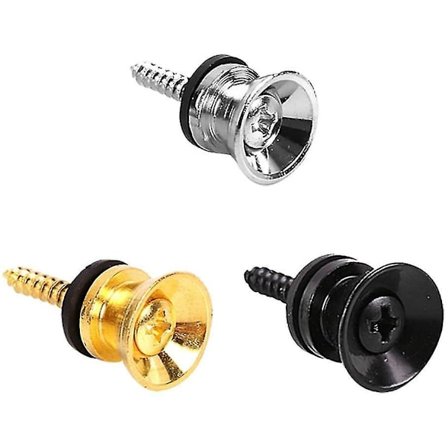 3 stk. Metal Guitar Rem Strop Knapper Låse End Pins Skruer