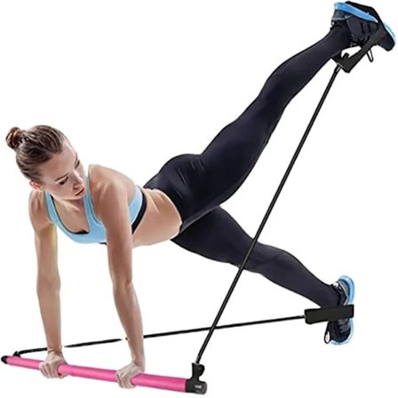 Kompakt hemmagym för hela kroppen & träningskit för hemmet - Knäböjsmotståndsband med stång - Resegym Träning hemifrån Fitnessutrustning, Portabel