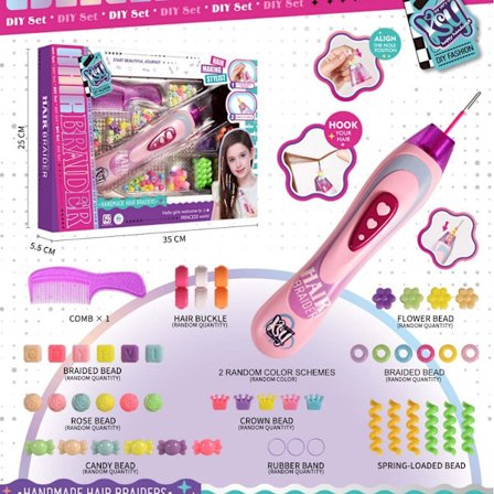 Hårfletningssæt til børn, hårfletningsmaskine med DIY hårsalontilbehør, legetøj til piger, perfekte fødselsdagsgaver til kreativ hårstyling