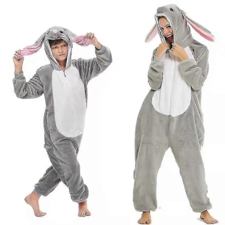 Iso Korvainen Kani Puku Pyjama Onesie Kigurumi Haalari Yöasu Eläin Huppari Aikuisille Lapsille_xx