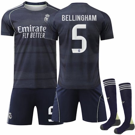 2025-2026 Real Madrid Bortedrakt Barn/Voksen Fotballdrakt Nr. 5 Bellingham 25-26 Bellingham