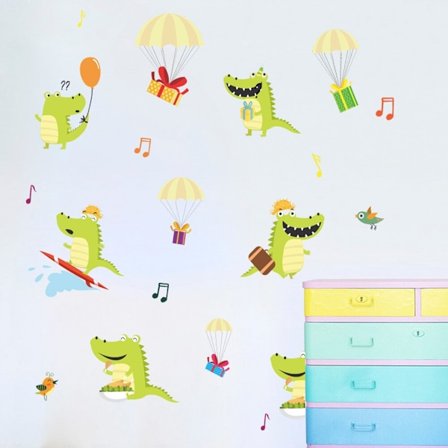 6 glada krokodiler vinyl vägg klistermärken