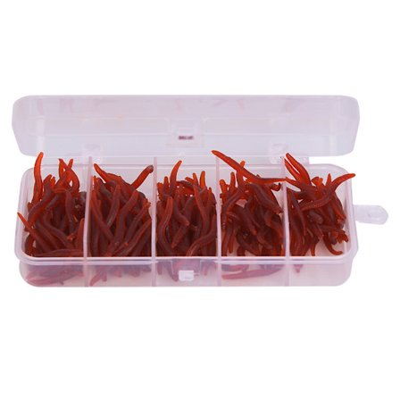T0043 150PCS Silikong 4cm Flerfarget Orm Myke Fiske Lokker Livaktig Grub Agns Fiskeutstyr Tilbehør Rød