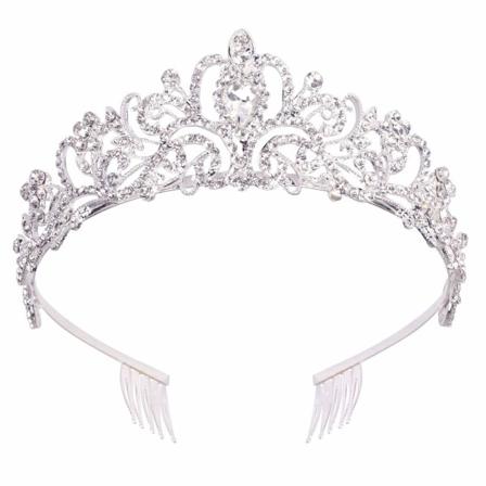 Silver Crystal Crown för damer flickor elegant prinsesskrona med