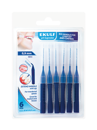 Ekulf pH Supreme Mellomromsbørste, 0,9 mm, 6 stk.