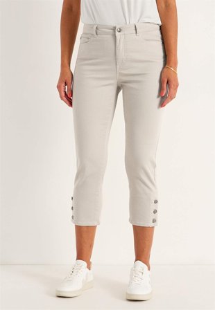 Cellbes of Sweden - Caprijeans med design med fem lommer i lys beige for damer i størrelse 58