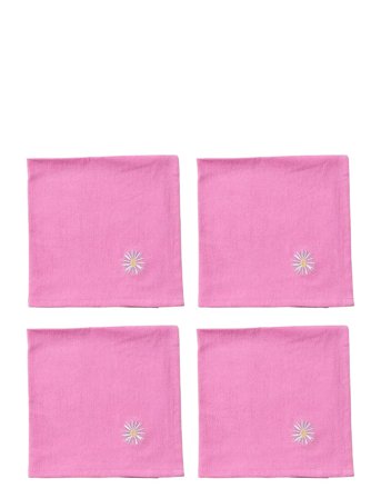 Midnatt | Napkins 4-Pack Pink Daisy | 40X40CM