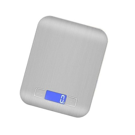 Præcisionskøkkenvægt Anti-fingeraftryksteknologi til bagning Madlavning 18x14x1.55cm Sølv 5kg/1g 1-pak
