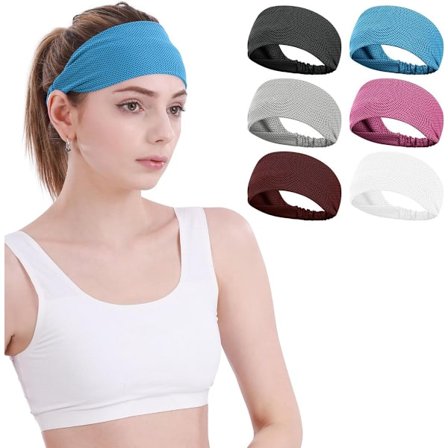 Sportshodebånd - Pakke med 6 - Kjølende hodebånd - Hurtigkjølende løpehodebånd - Fukttransporterende hodebånd for treningsstudio - Antiperspirant 
