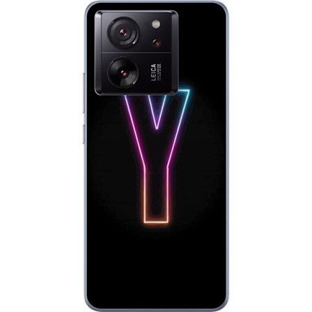 Kompatibel Mobilcover til Xiaomi Xiaomi 13T Minimalistisk neonbogstav Y i farveskiftende lys mod sort baggrund