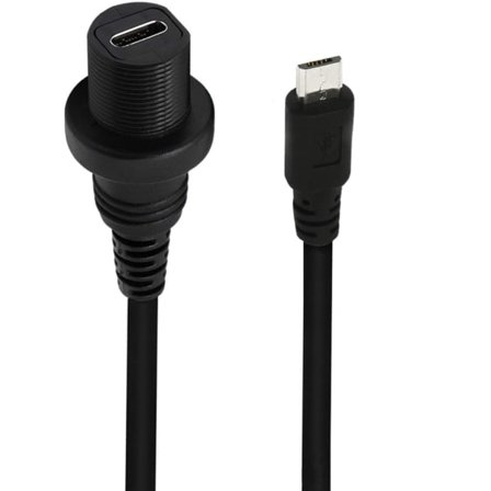 90 Graders Rätvinklig Micro USB 5P Hane till USB 3.1 Typ-C Hona Konverteringsadapter Kabel Dataöverföring 30cm