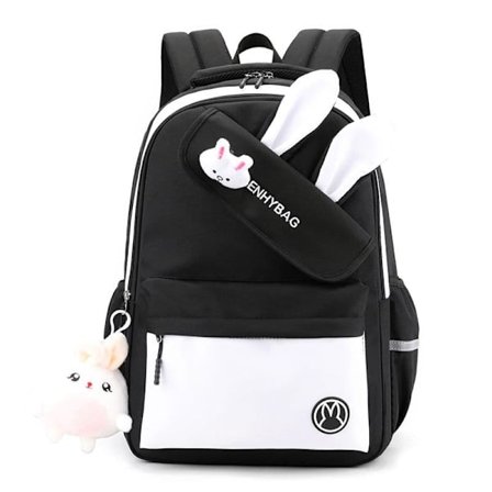 Oppilaskoululaukku uusi koululaukku keski- ja lukiolaiset rento suurikapasiteettinen reppu tyttöjen reppu-musta