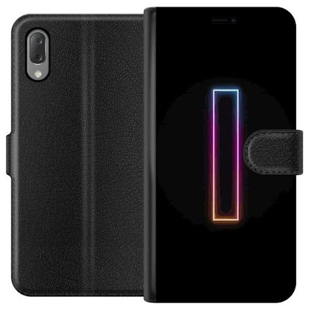 Kompatibel Tegnebogsetui til Sony Sony Xperia L3 Minimalistisk neonbogstav I i regnbuefarver mod mørk baggrund